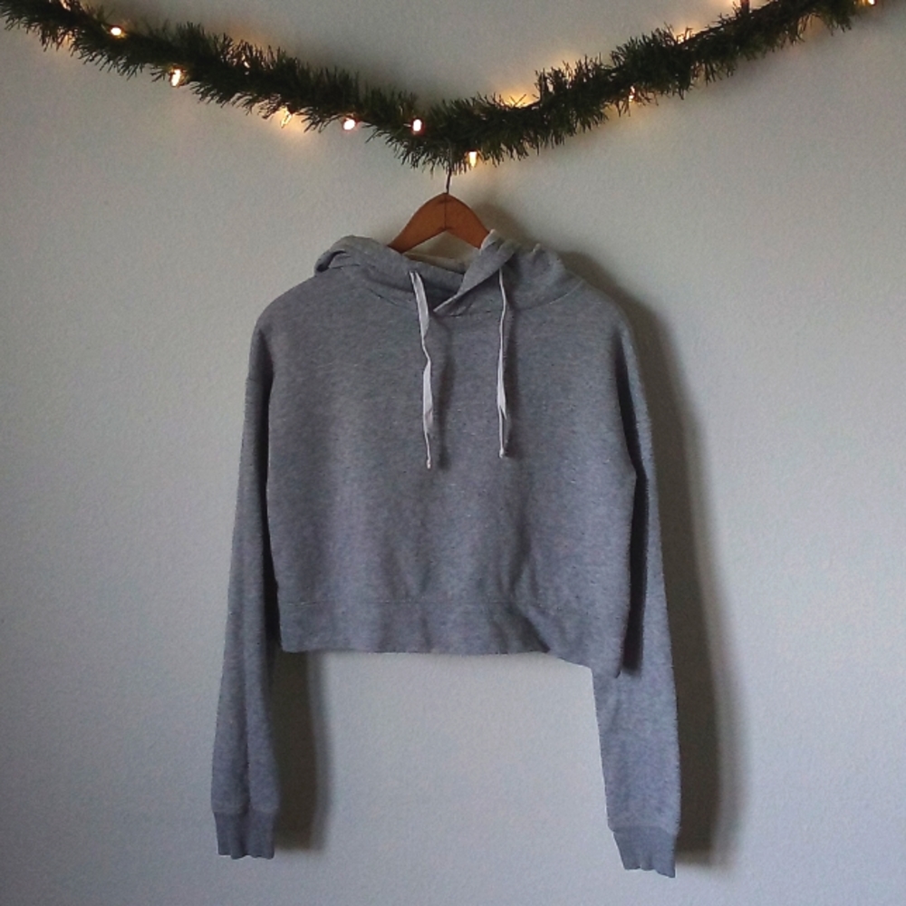 Grey Cropped Hoodie
